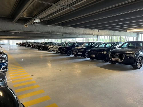 indoor parking + shuttle bus